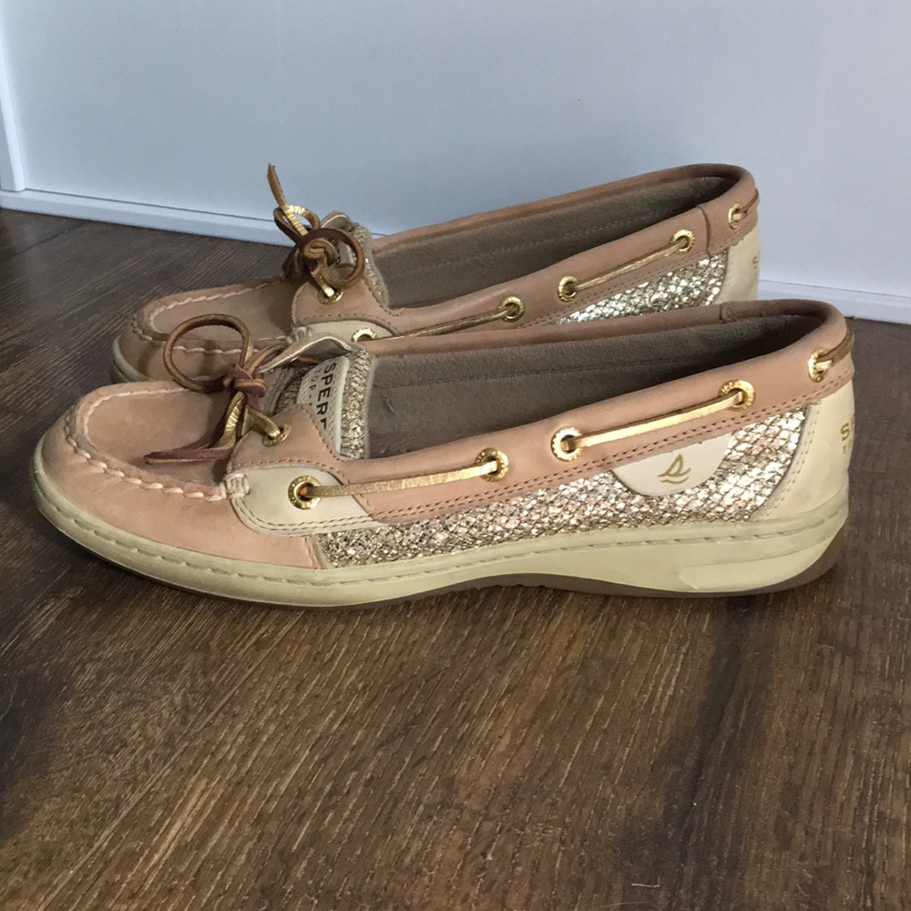Gold Sperry Angelfish boat shoes